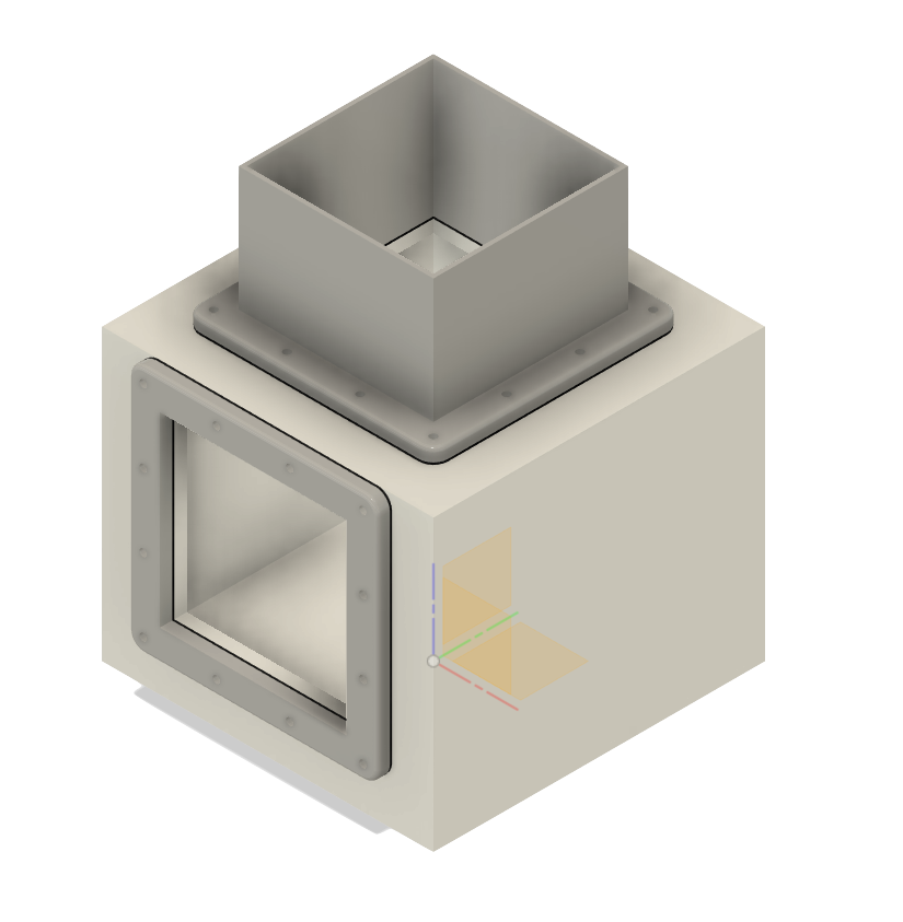 CAD drawing of the phantom housing with scanning windows